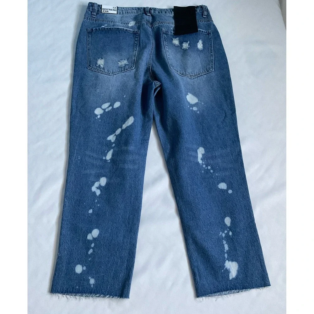 Almost Famous Womens  Boyfriend  Jeans‎  Distressed  Blue Size 13
